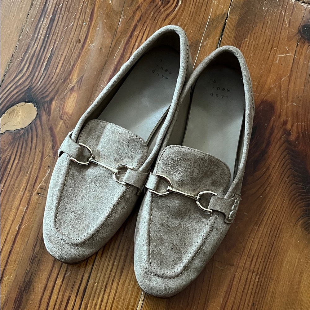 A New Day Tan Loafers with Gold Accent